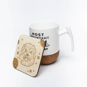 Posavasos con cabeza de Maltipoo