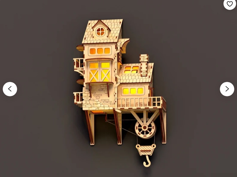 Casa colgante con luces