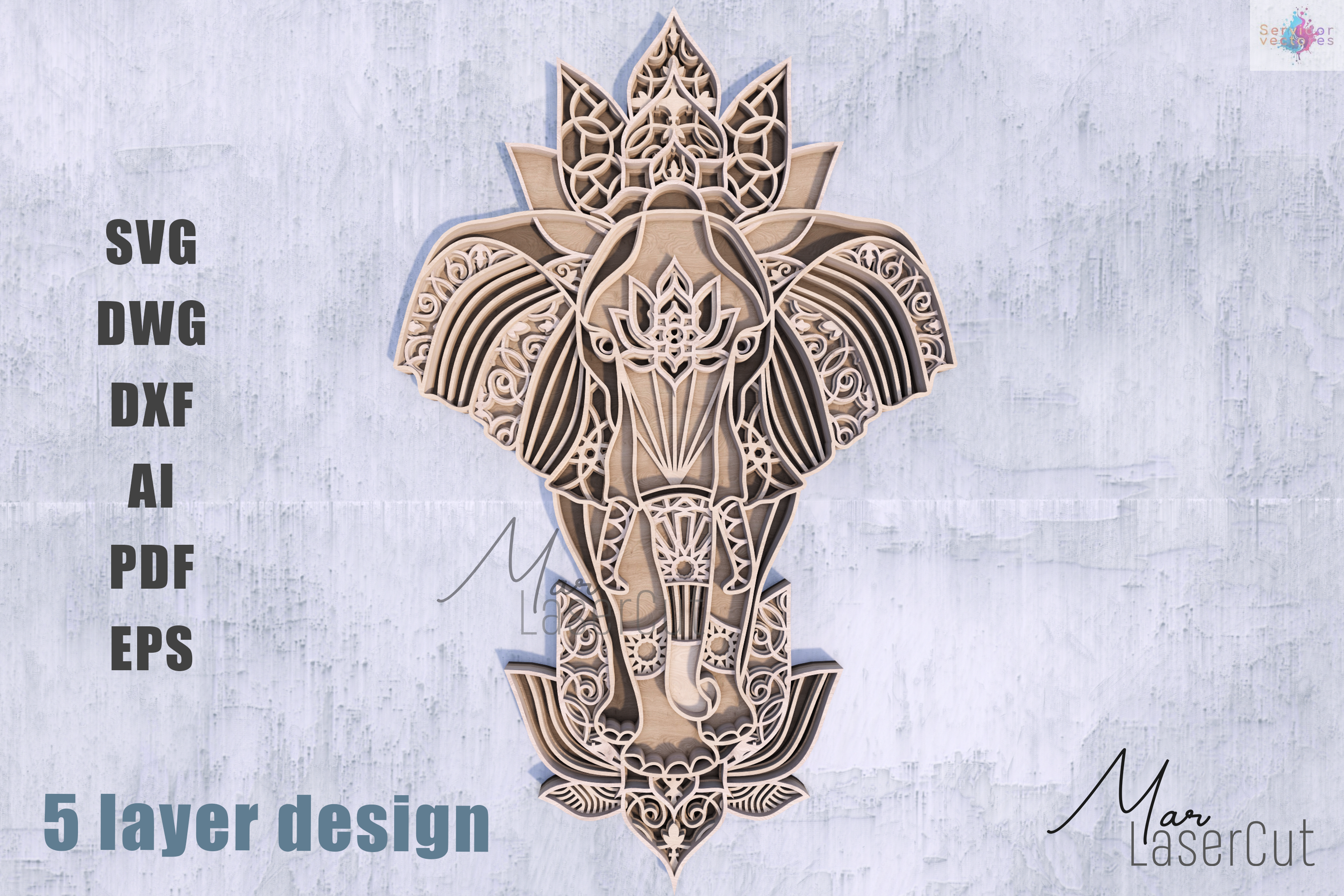 elephant mandala files MarLaserCut - Imagen 2