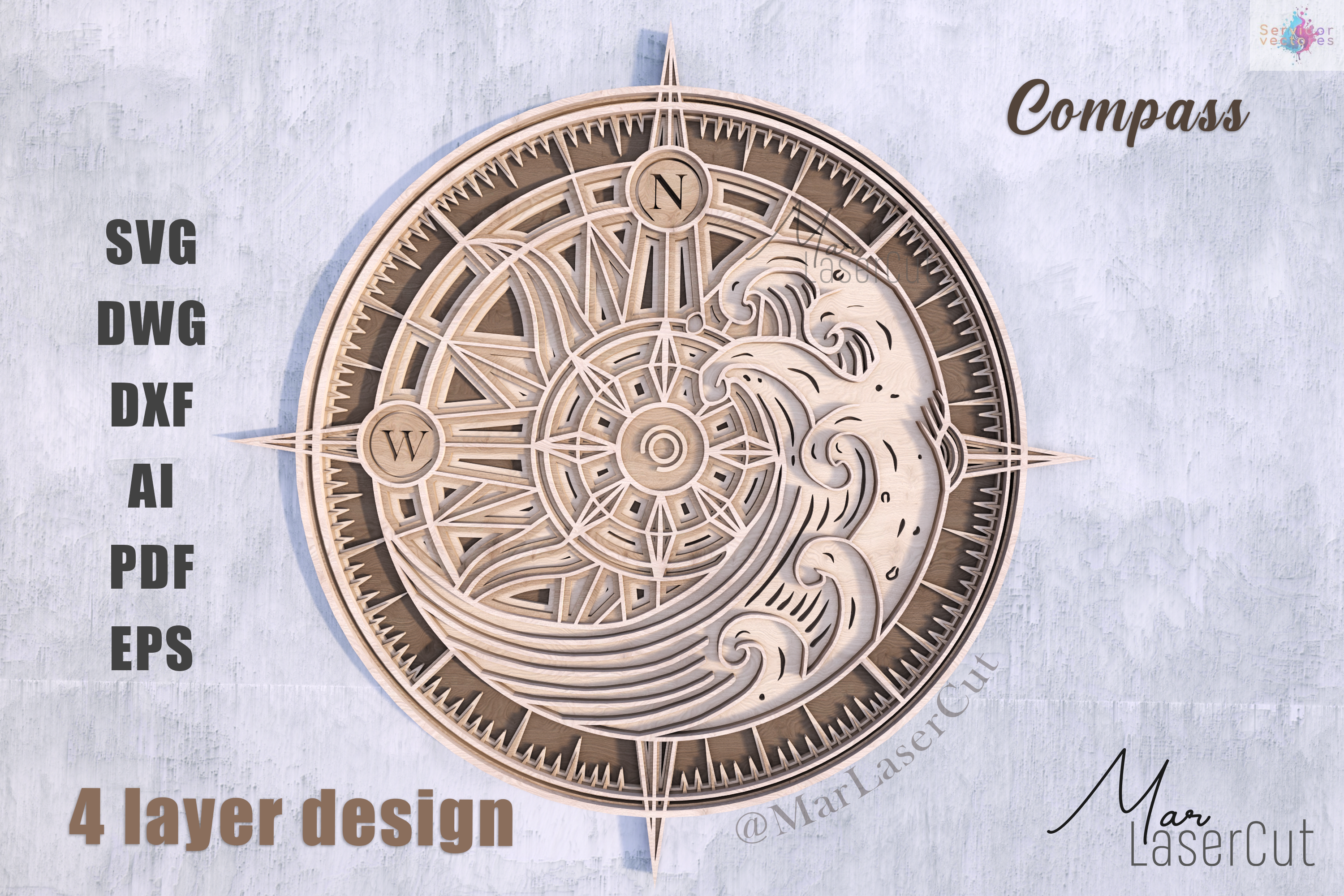 Nautical Compass 4 Layers