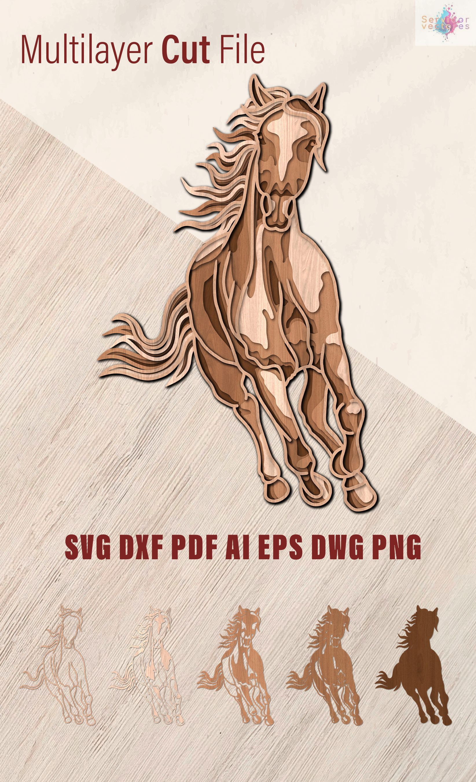 Horse Running 5 Layers