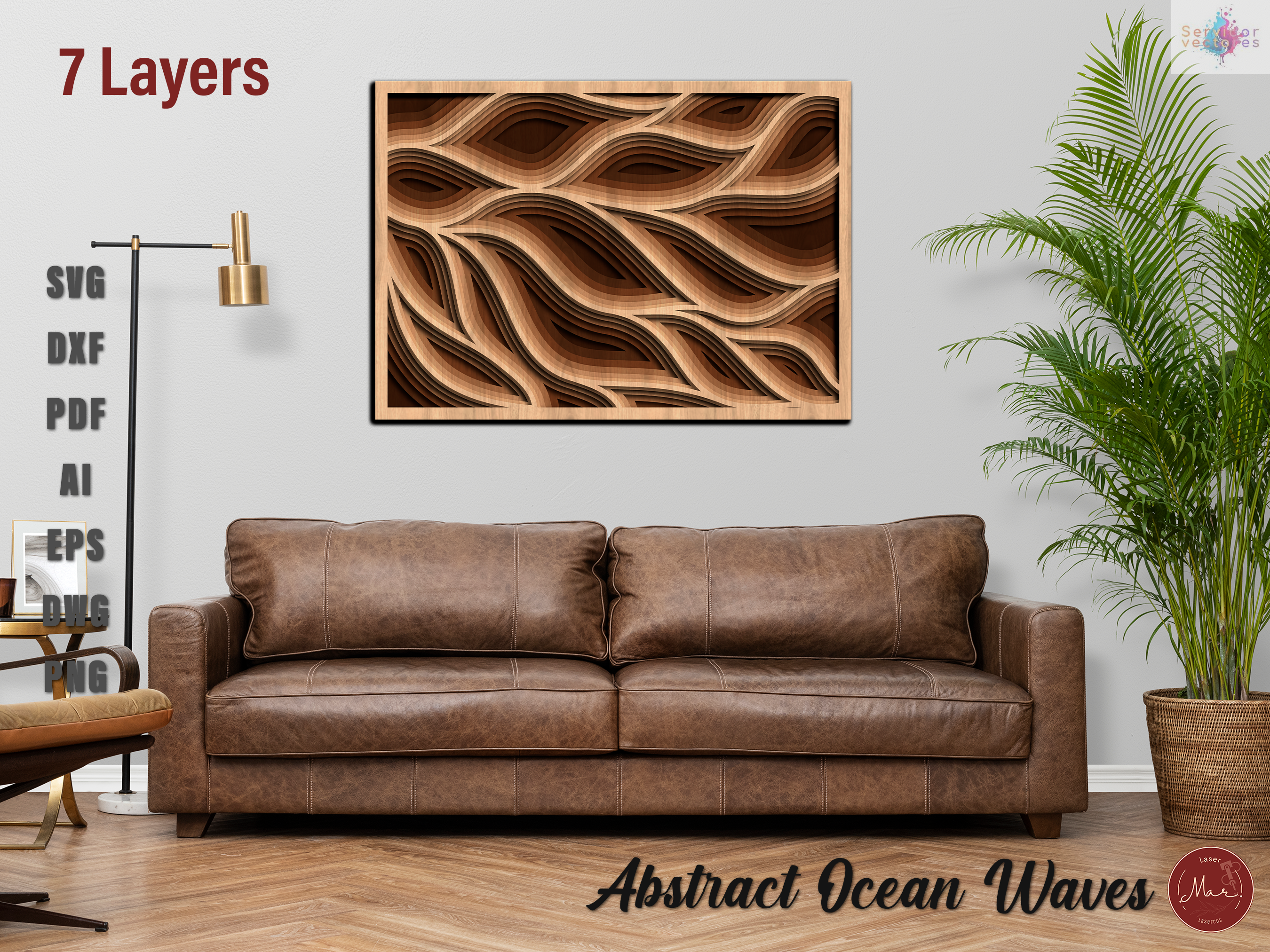 Abstract Ocean Waves 7 Layers