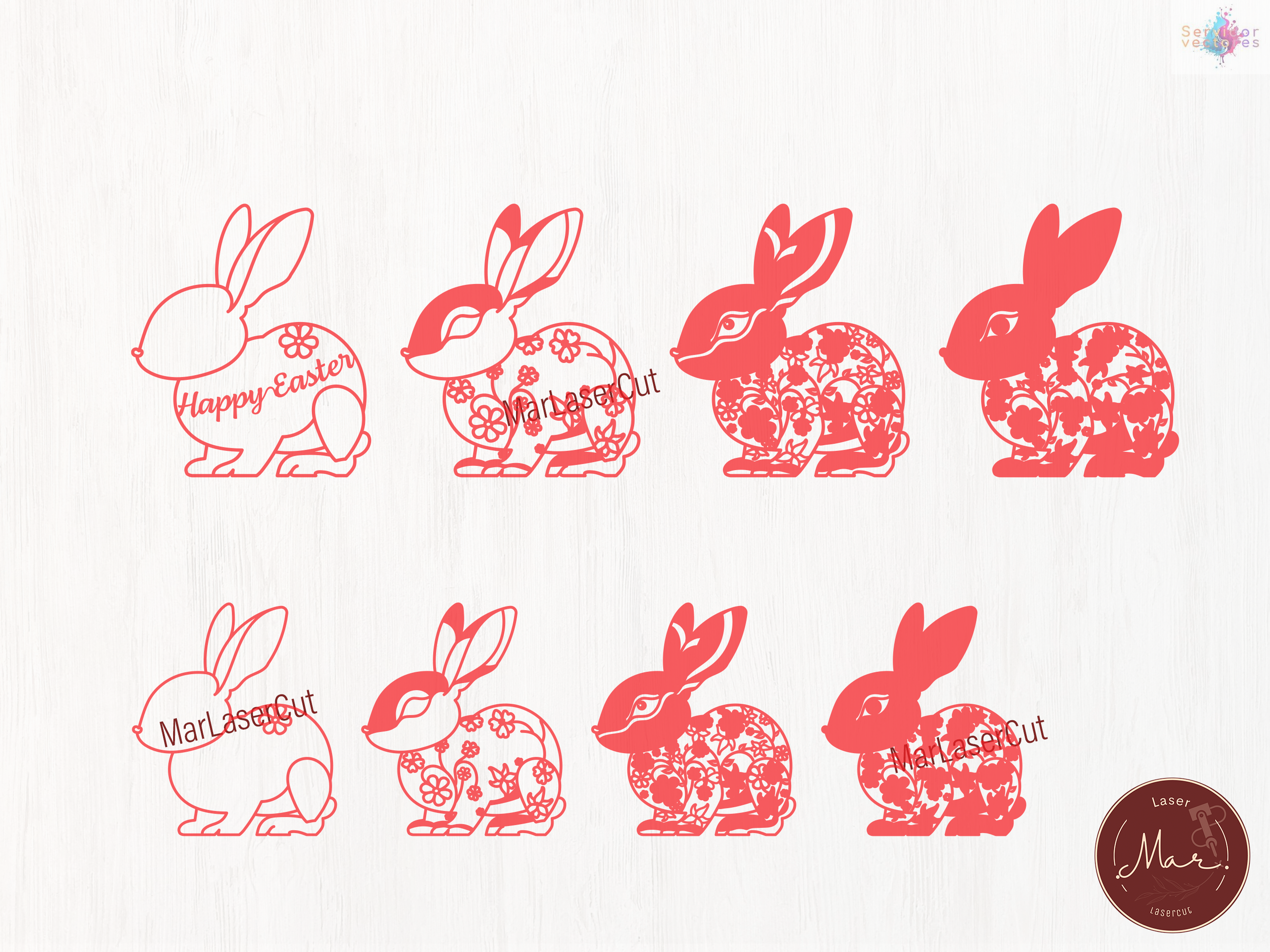 Easter Rabbit 4 Layers 2 Designs - Imagen 2