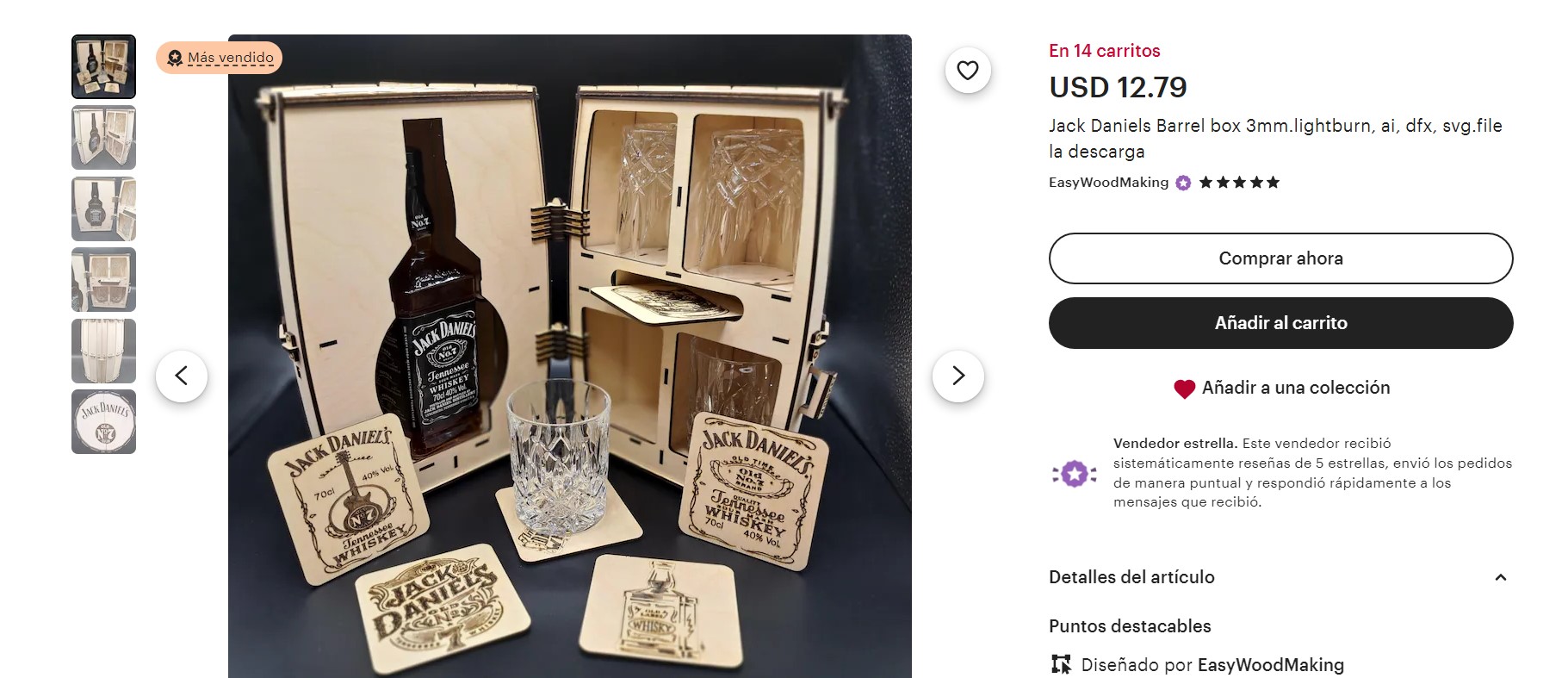 Caja de Madera Jack Daniel's con Compartimentos y Posavasos - Imagen 2