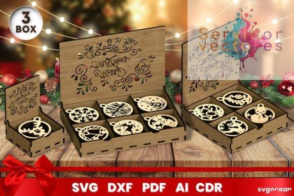 Set de Bolas de Navidad en Corte Láser - CAJA