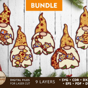 Bundle de 5 Diseños de Gnomos MULTICAPA