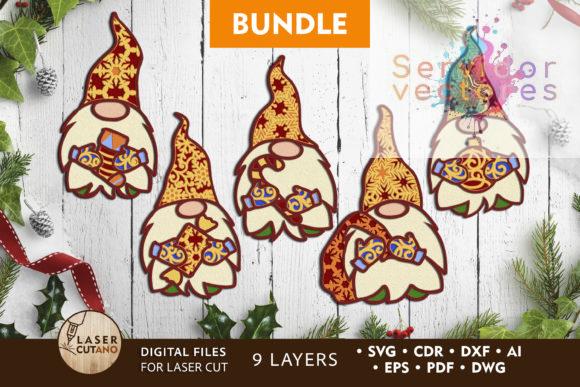 Bundle de 5 Diseños de Gnomos MULTICAPA