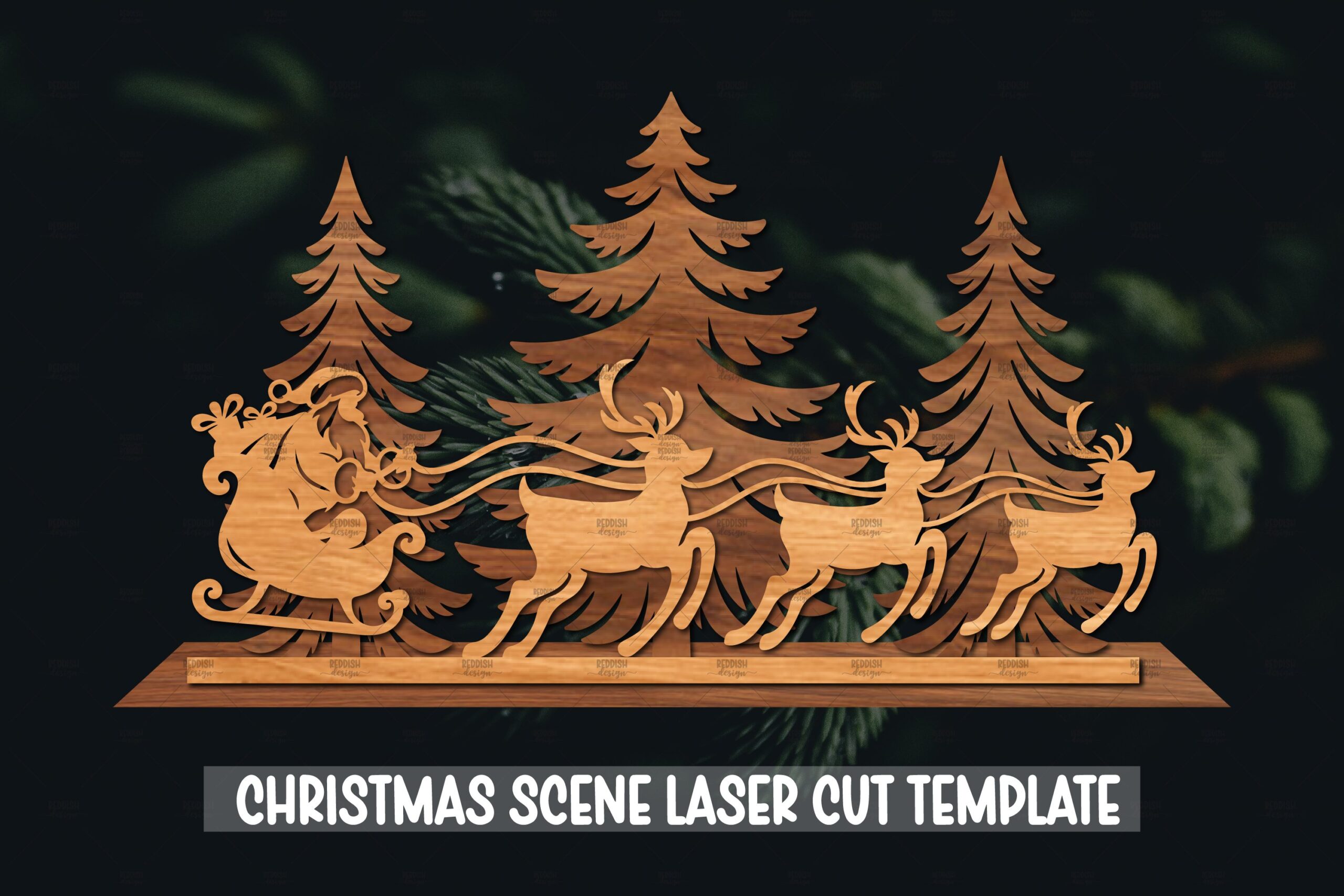 Escena de Navidad con Trineo de Santa