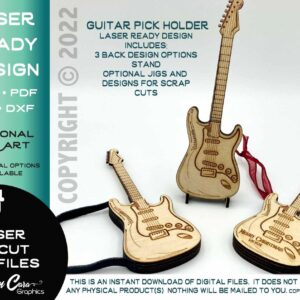 Soporte y caja de púas de guitarra