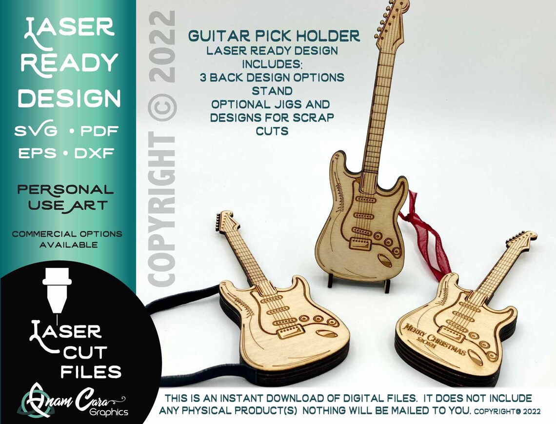 Soporte y caja de púas de guitarra