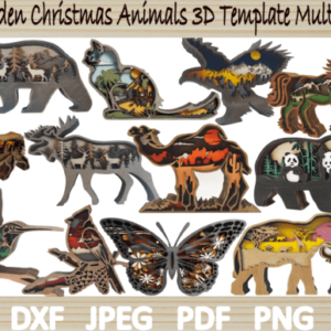 12 Wooden Animals Christmas Ornament SVG