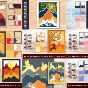 3D Mountain Shadow Box Laser Cut Bundle