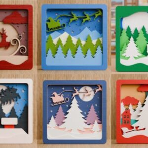 Set de 6 Cuadros 3D - Escenas Navideñas