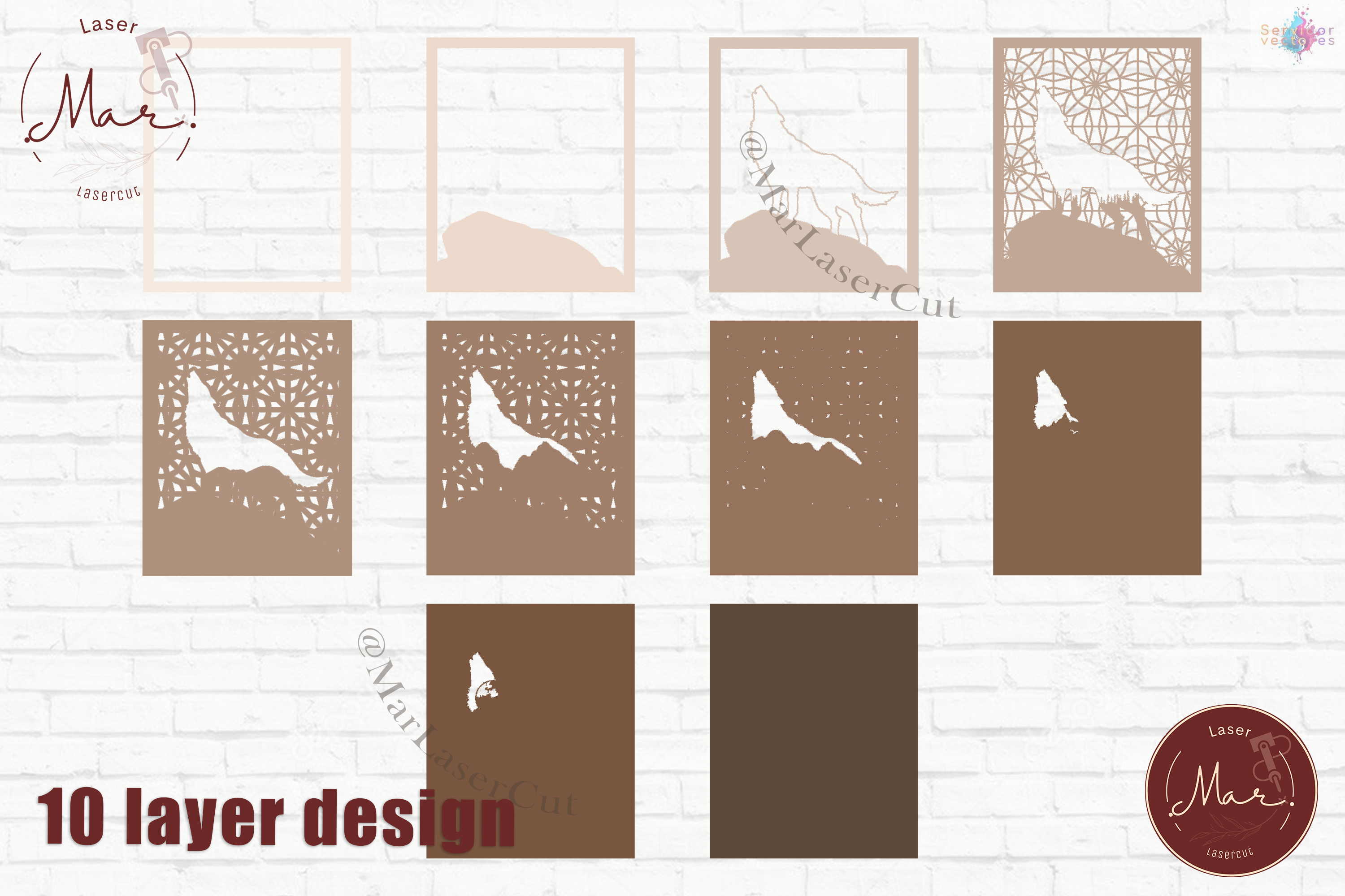 Wolf Silhouette 10 Layers - Imagen 3