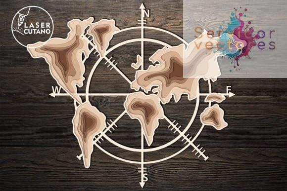 COMPASS-MAP-Laser-Cutting-Wood