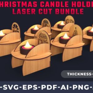 Candelabro con Motivo Navideño para Corte Láser