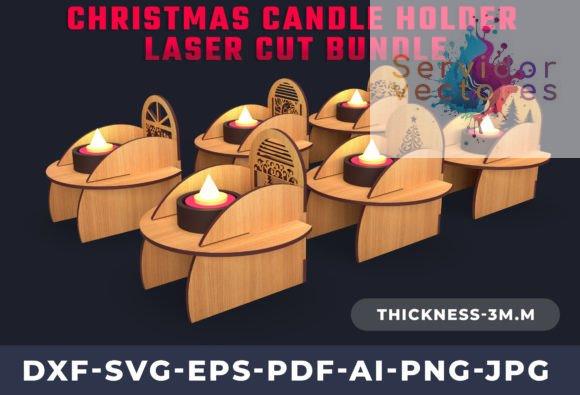 Candelabro con Motivo Navideño para Corte Láser