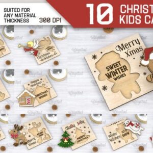 Bundle de 10 Tarjetas Navideñas para Niños