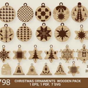 Christmas Ornament Wooden Mega Pack SVG