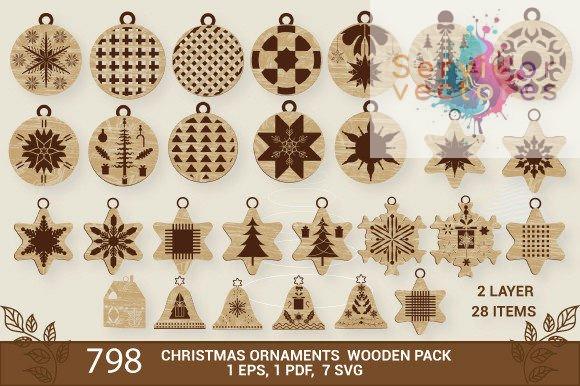 Christmas Ornament Wooden Mega Pack SVG