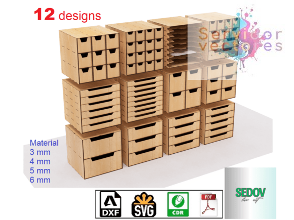 Organizador de Varios Cajones - 12 diseños