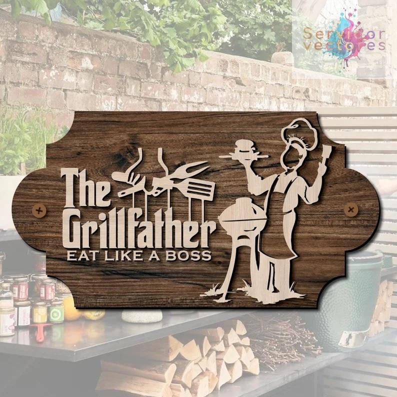Cartel para Barbacoa "Grill Father" - ETSY