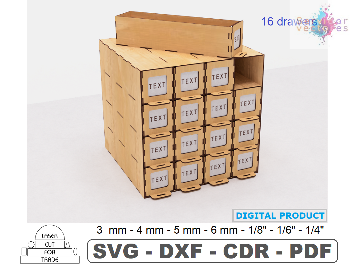 Organizer 16 Drawers Laser cut