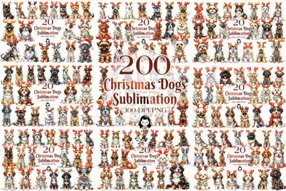 200 Breeds of Christmas Dogs Bundle – SUBLIMACIÓN
