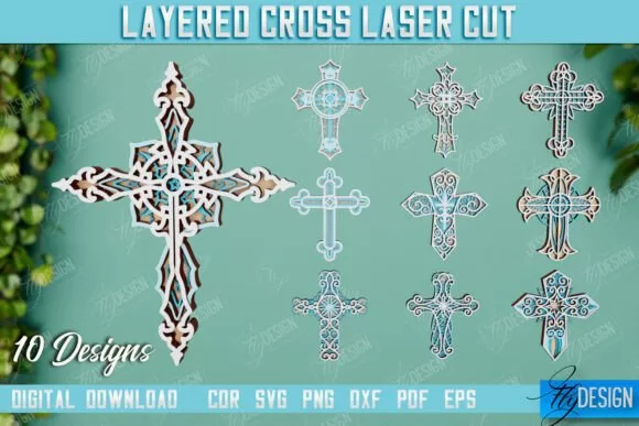 9 Diseños de Cruces 3D - BUNDLES