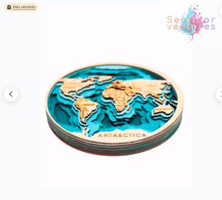 Mapa 3D del Mundo para Corte Láser – ETSY ETSY ETSY - Imagen 2