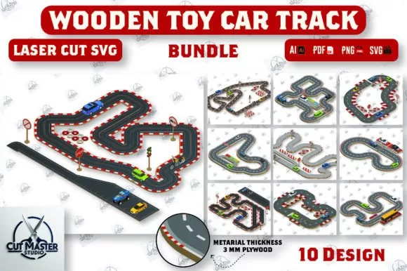 Bundle de Pistas de Autos de Juguete de Madera
