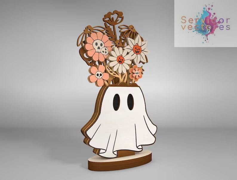 Adorno Fantasma con Flores - ETSY