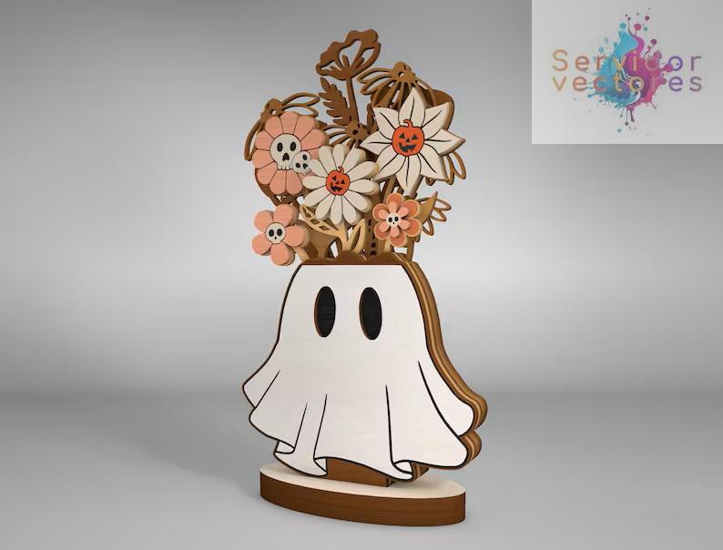 Adorno Fantasma con Flores - ETSY - Imagen 2