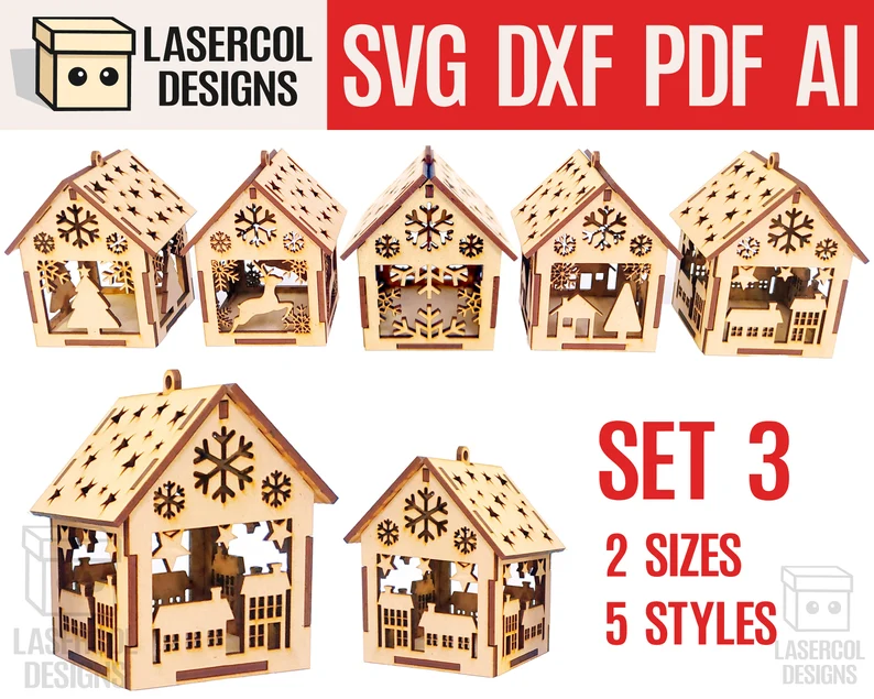 Bundle de Casas Colgantes Motivo Navideño – ETSY - Imagen 4