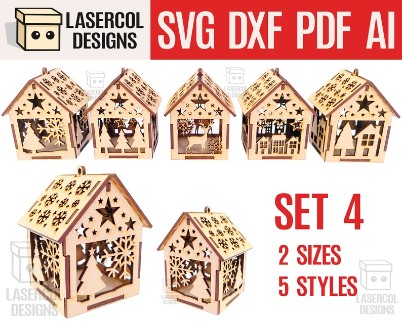 Bundle de Casas Colgantes Motivo Navideño – ETSY - Imagen 5