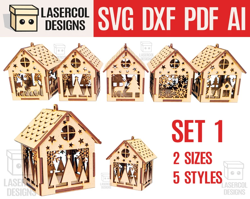 Bundle de Casas Colgantes Motivo Navideño – ETSY - Imagen 2