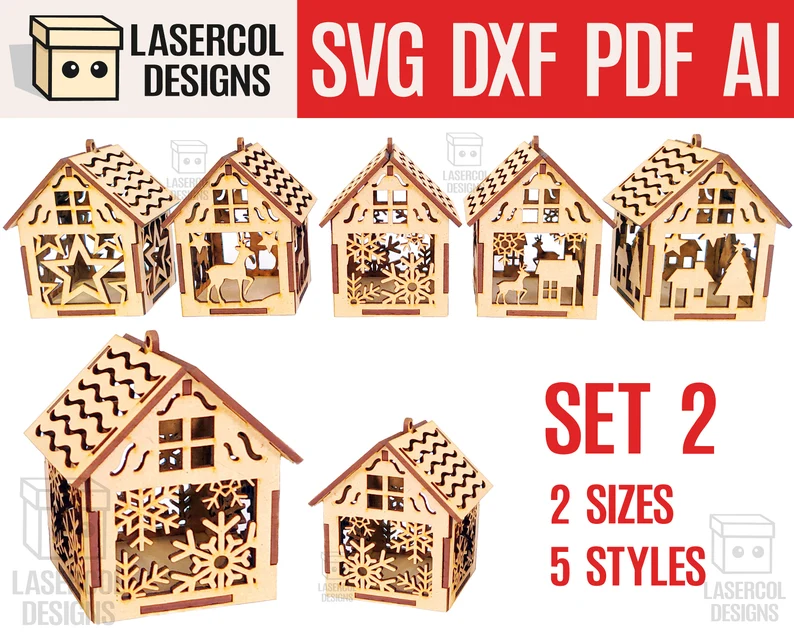 Bundle de Casas Colgantes Motivo Navideño – ETSY - Imagen 3