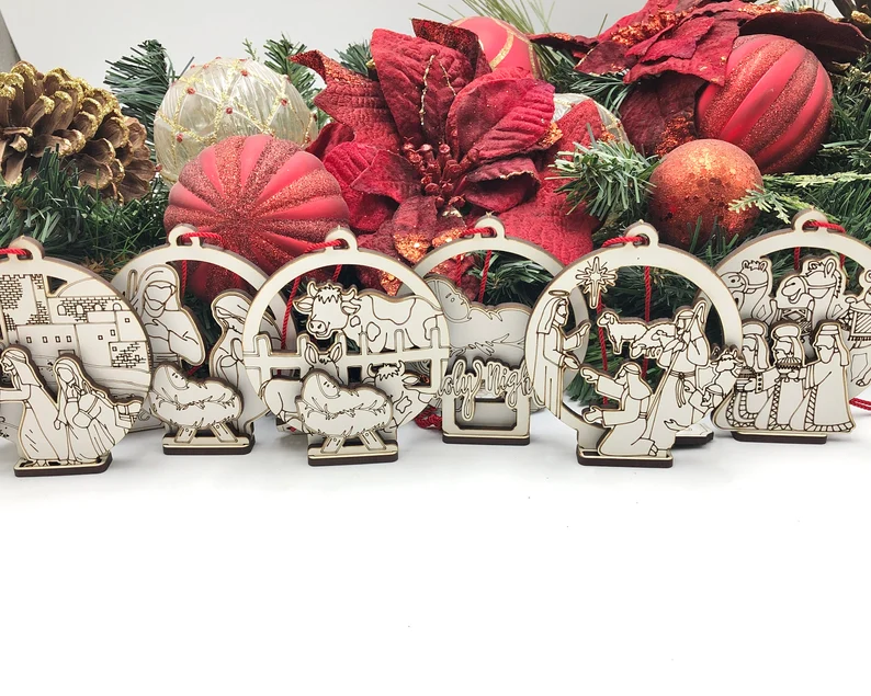 Set de 6 Adornos Navideños Ranurados - ETSY - ETSY - ETSY - Imagen 4