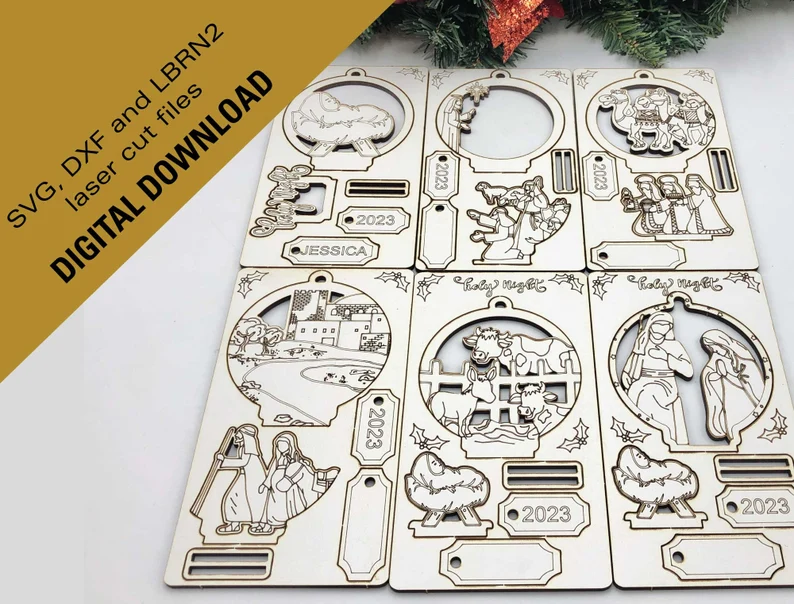 Set de 6 Adornos Navideños Ranurados - ETSY - ETSY - ETSY - Imagen 9