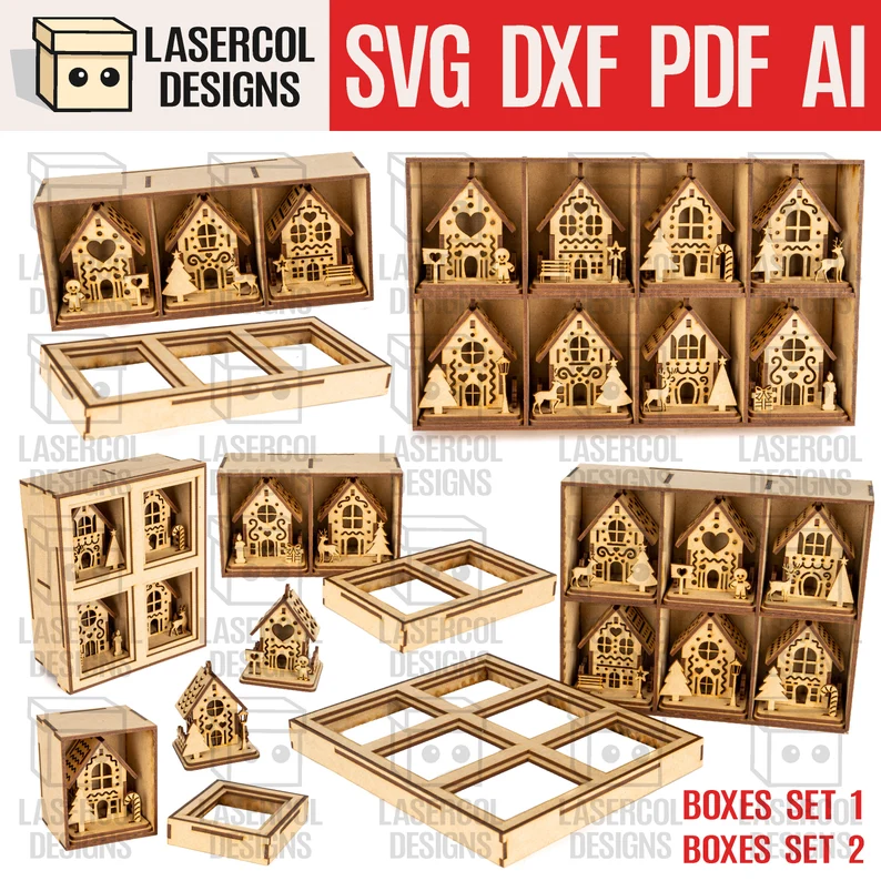 Bundle de Cajas de Casas Navideñas para Adornos – ETSY - ETSY - ETSY
