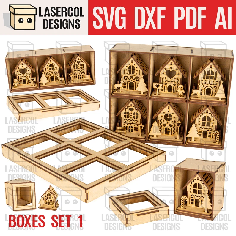 Bundle de Cajas de Casas Navideñas para Adornos – ETSY - ETSY - ETSY - Imagen 3