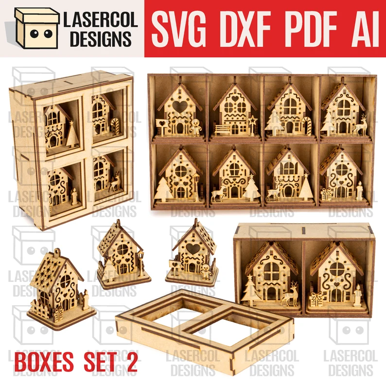 Bundle de Cajas de Casas Navideñas para Adornos – ETSY - ETSY - ETSY - Imagen 5