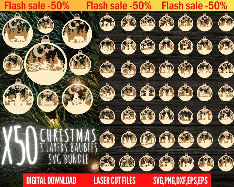 Bundle Exclusivo: 50 Diseños de Colgantes Navideños - ETSY