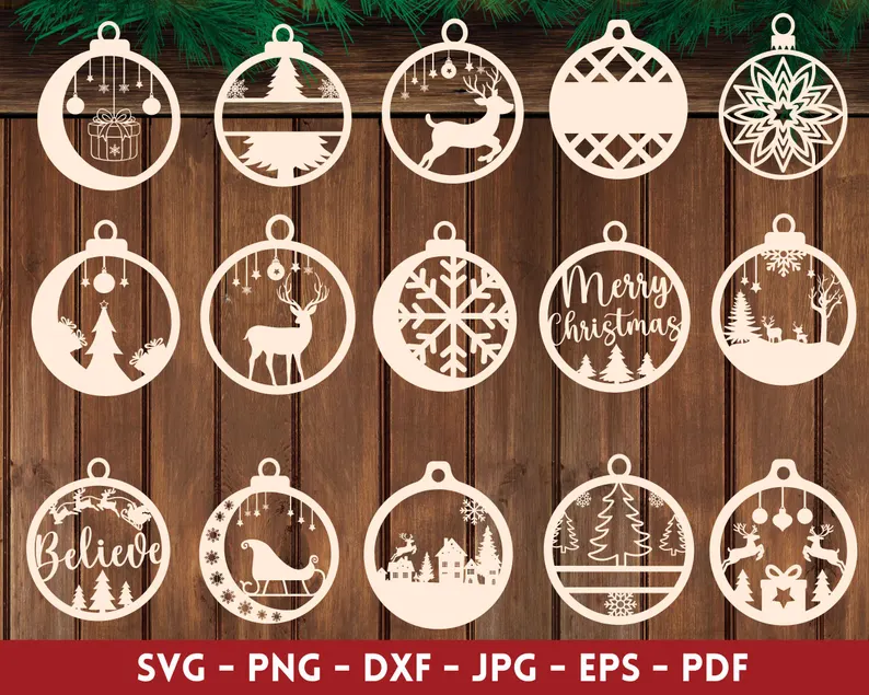 Bundle Premium: 50 Diseños de Bolas Colgantes Navideñas – ETSY - Imagen 4