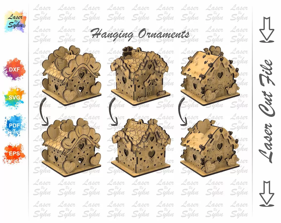 🏠❤️ Set de 3 Casas Motivo San Valentín con Cajón 💌 ETSY - Imagen 3