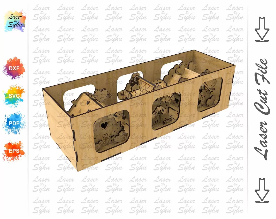 🏠❤️ Set de 3 Casas Motivo San Valentín con Cajón 💌 ETSY - Imagen 5