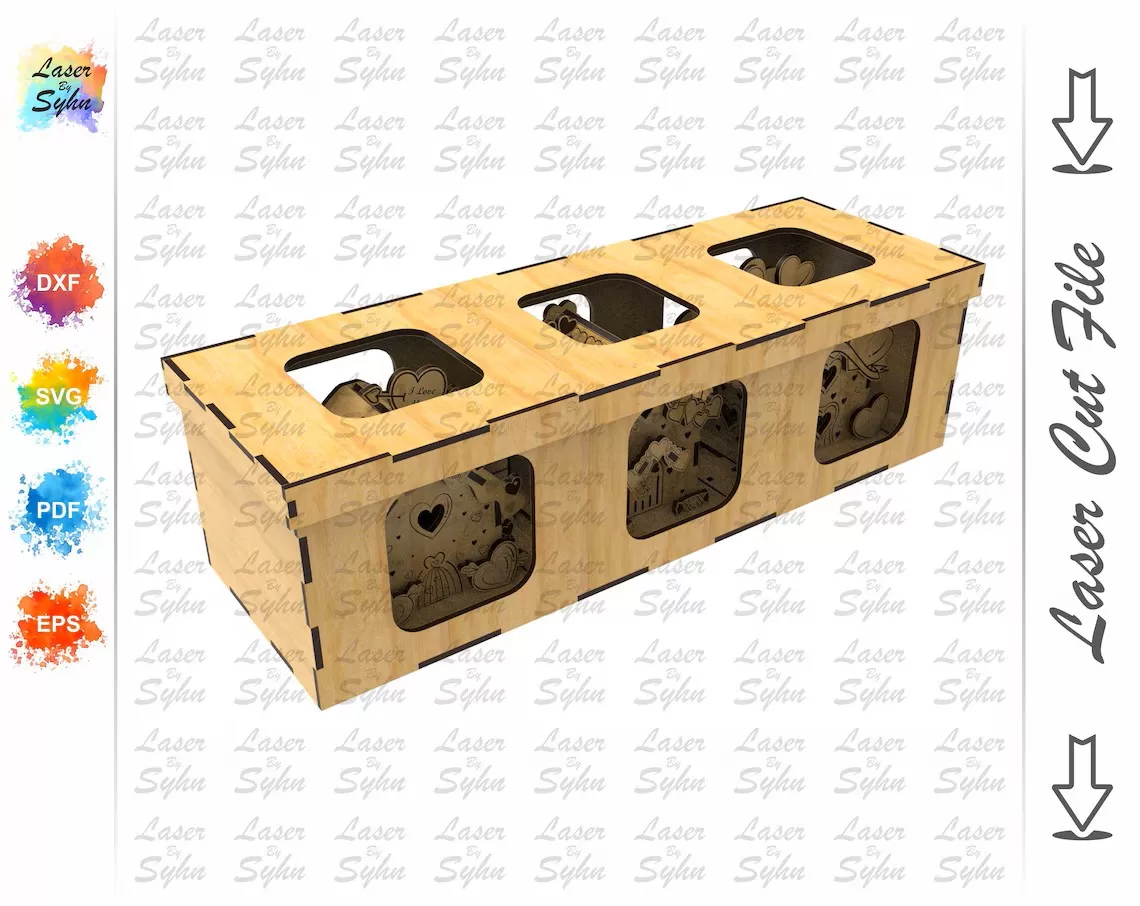 🏠❤️ Set de 3 Casas Motivo San Valentín con Cajón 💌 ETSY - Imagen 6