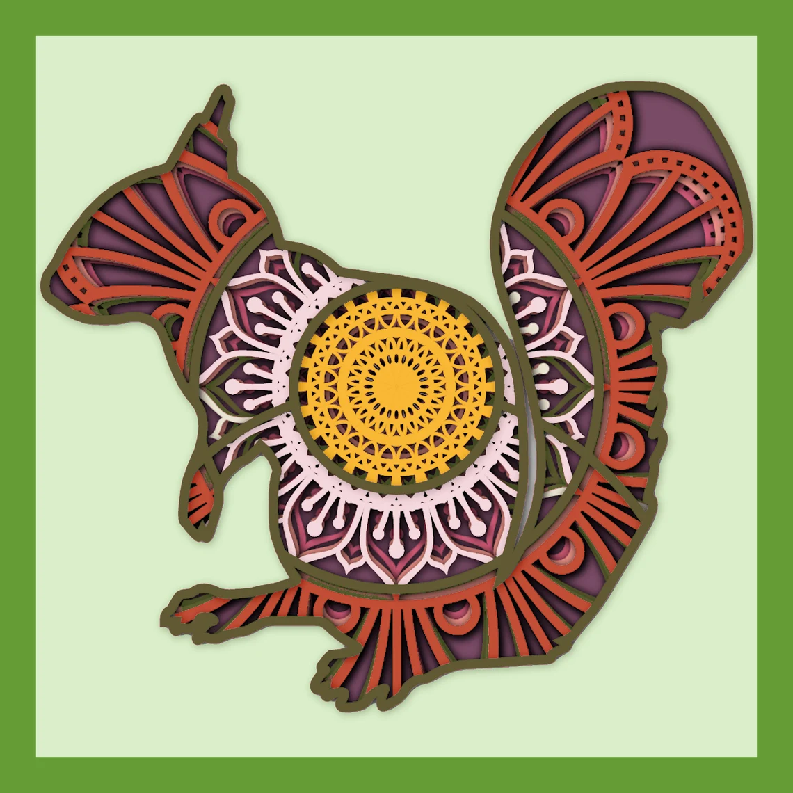 🐿️ Ardilla Mandala en Capas – Diseño Multicapa para Corte Láser 🌀✨ - ETSY - Imagen 2