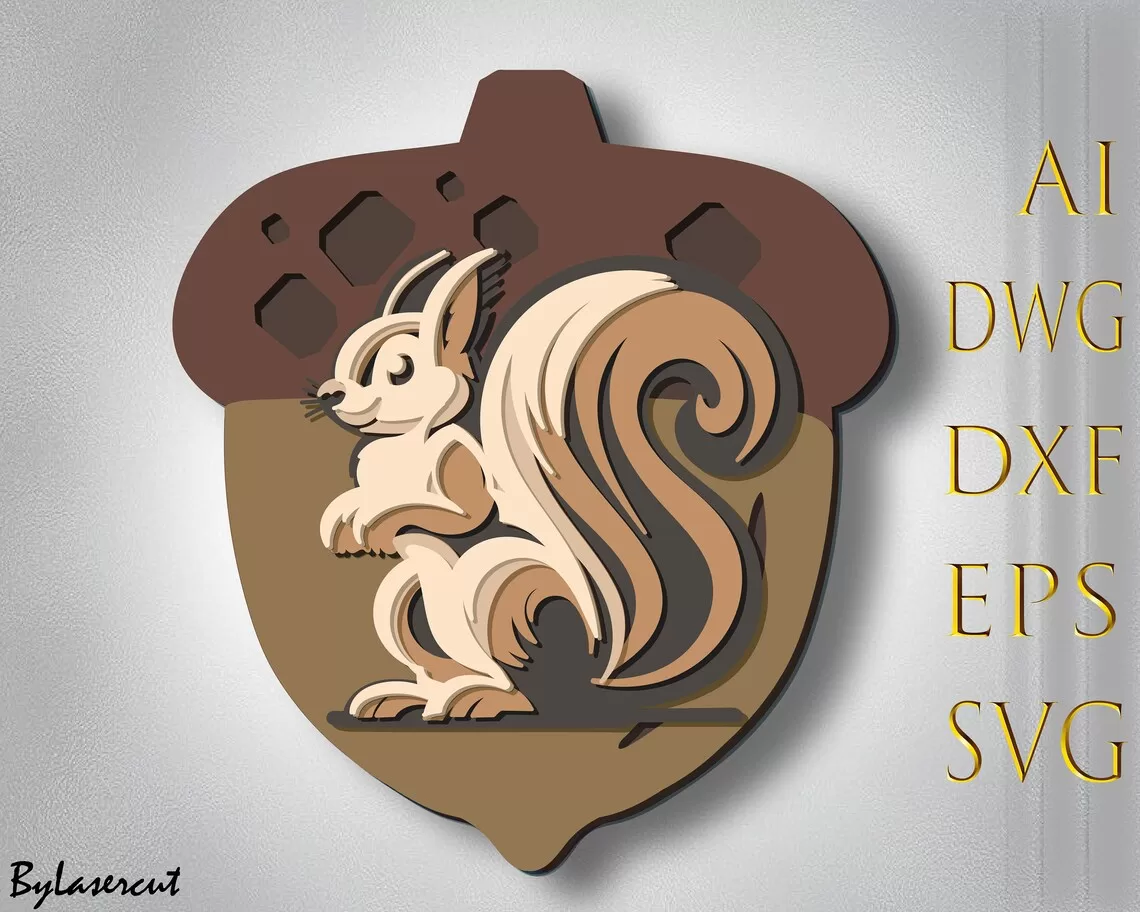 🖼️ Cuadro Colgante Multicapa de Ardilla 🐿️✨ - ETSY