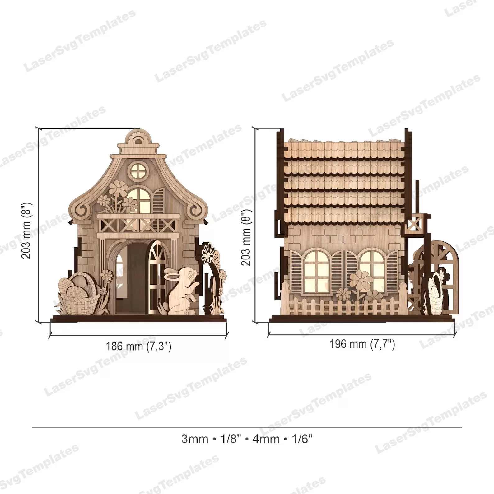 🏡🐰 Casa Candelabro Conejo de Pascuas – Diseño para Corte Láser 🕯️✨ETSY - Imagen 5